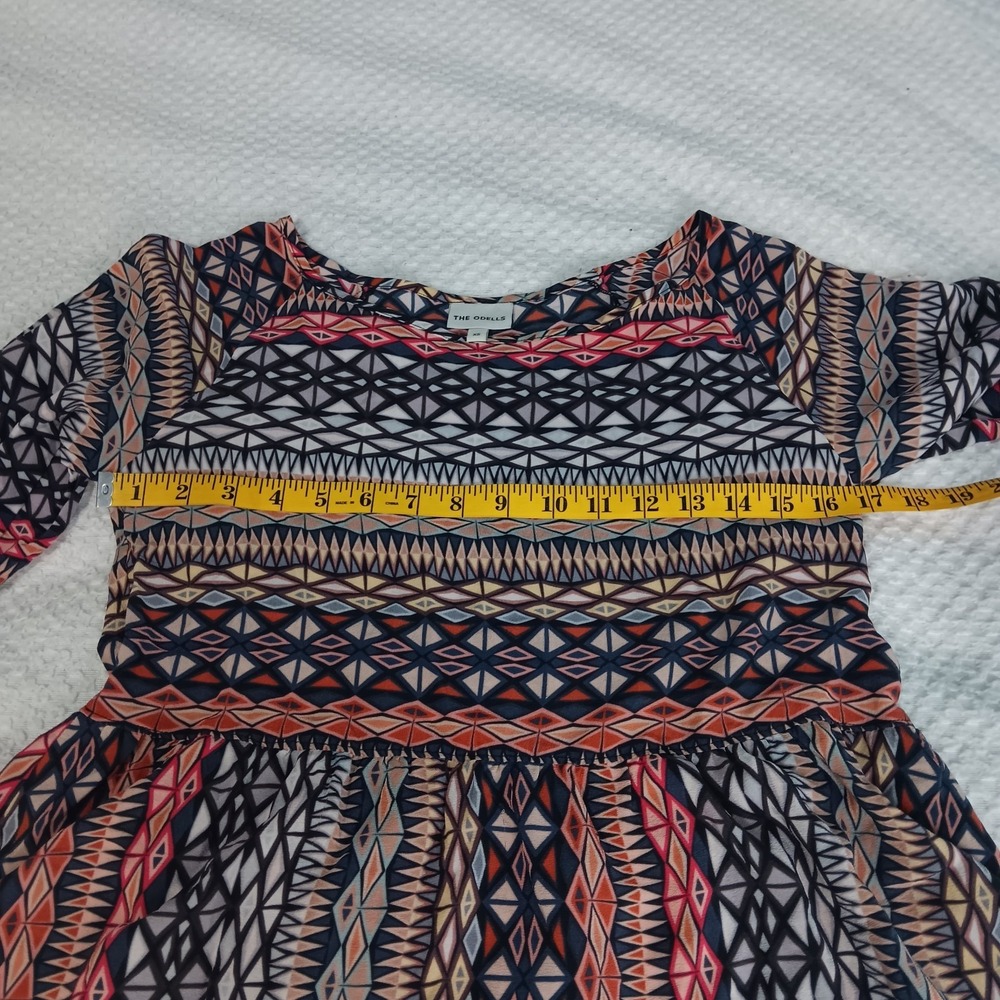 The Odells Womens Silk Geometric High Low Top Size XS‎ Artsy Boho Lightweight - Picture 5 of 9